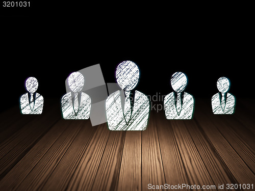 Image of Finance concept:  business man icon in grunge dark room