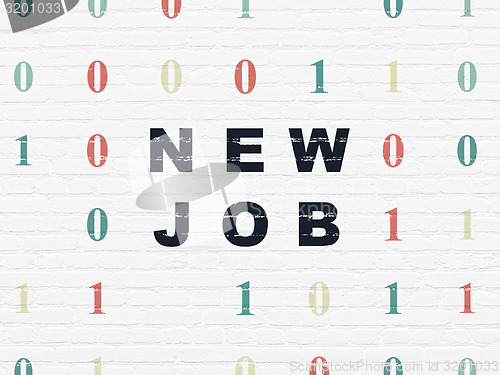 Image of Finance concept: New Job on wall background