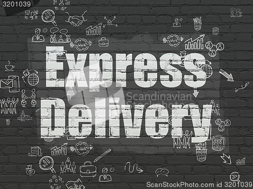 Image of Finance concept: Express Delivery on wall background