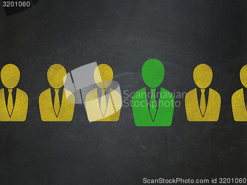 Image of Finance concept: green business man icon on School Board background