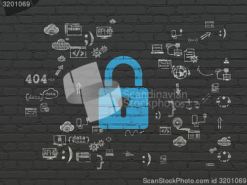 Image of Privacy concept: Closed Padlock on wall background