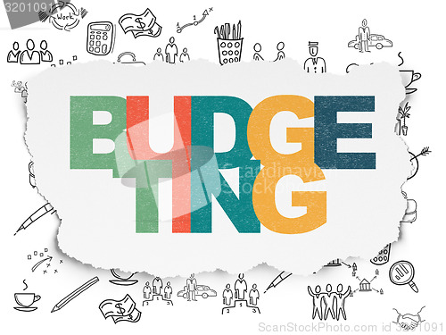 Image of Business concept: Budgeting on Torn Paper background
