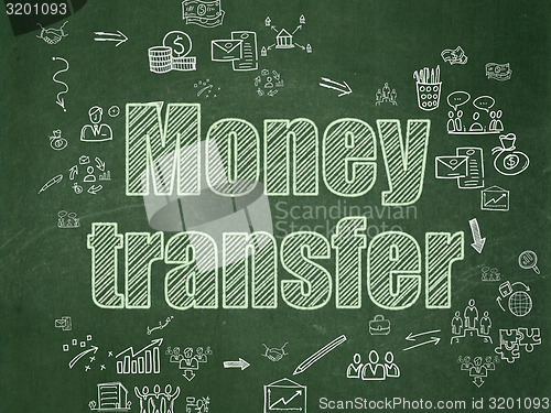 Image of Finance concept: Money Transfer on School Board background