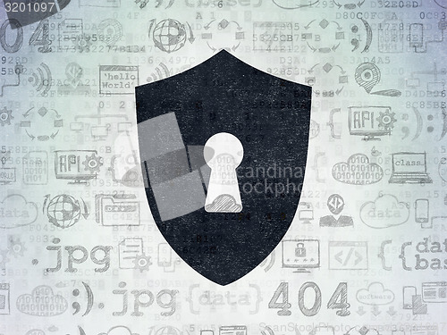 Image of Protection concept: Shield With Keyhole on digital background