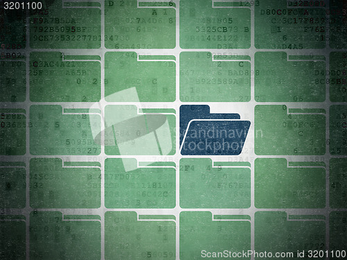 Image of Business concept: blue folder icon on digital background