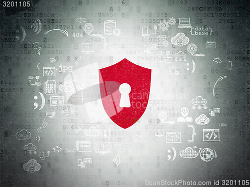 Image of Protection concept: Shield With Keyhole on digital background