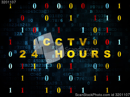 Image of Privacy concept: CCTV 24 hours on Digital background