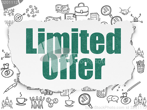 Image of Finance concept: Limited Offer on Torn Paper background