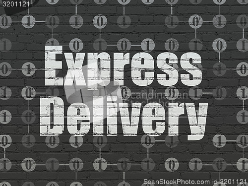 Image of Finance concept: Express Delivery on wall background