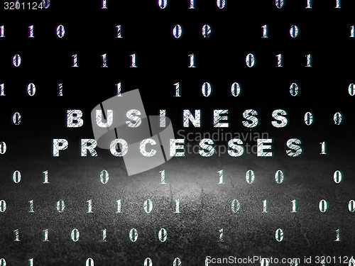 Image of Finance concept: Business Processes in grunge dark room