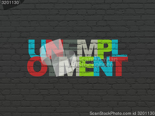 Image of Finance concept: Unemployment on wall background