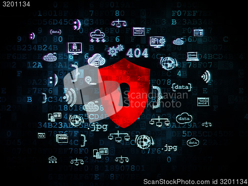 Image of Security concept: Shield With Keyhole on Digital background