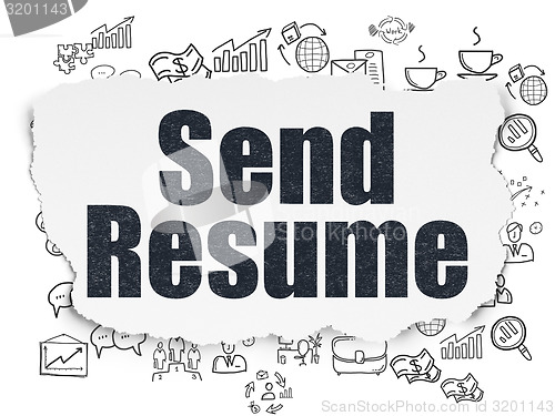 Image of Finance concept: Send Resume on Torn Paper background