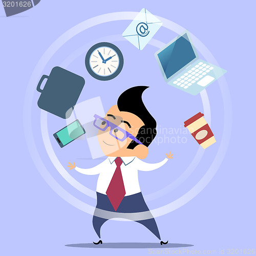 Image of Office worker planning time juggler businessman