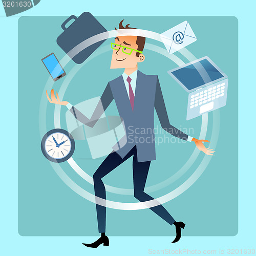 Image of Businessman juggler planning time work