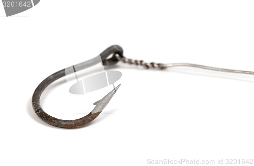 Image of Old fishhook isolated on white background