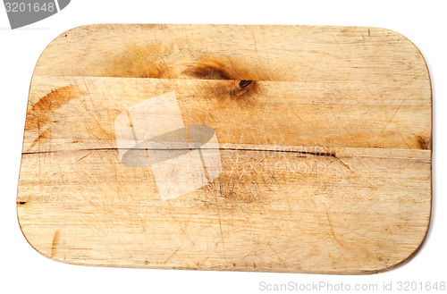 Image of Old wooden kitchen board on white background