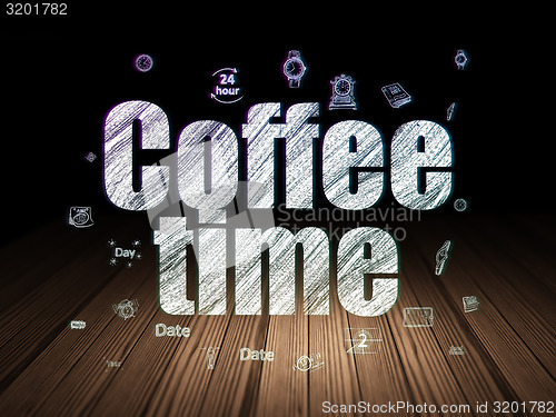 Image of Time concept: Coffee Time in grunge dark room