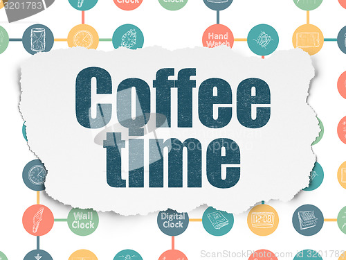 Image of Timeline concept: Coffee Time on Torn Paper background