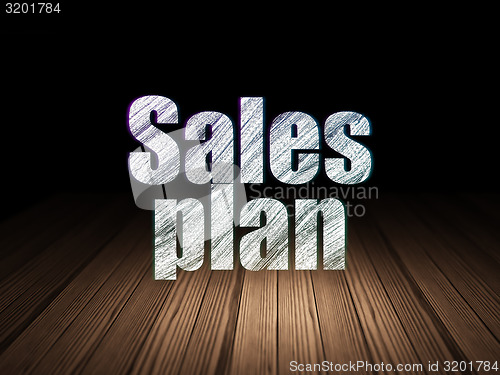 Image of Marketing concept: Sales Plan in grunge dark room