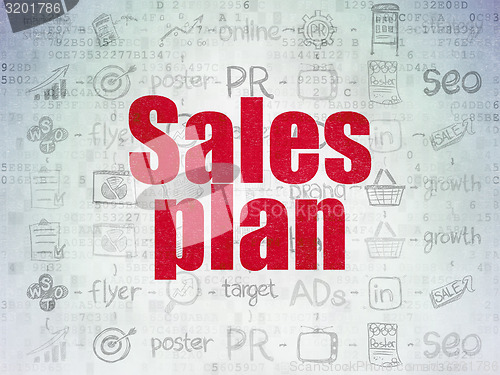 Image of Advertising concept: Sales Plan on digital background