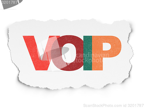 Image of Web design concept: VOIP on Torn Paper background