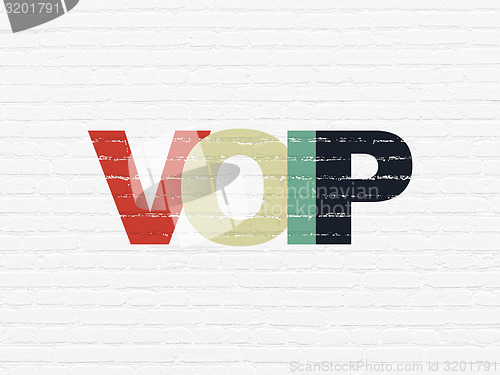 Image of Web development concept: VOIP on wall background