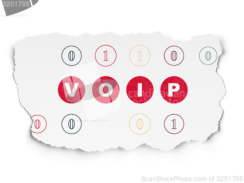 Image of Web design concept: VOIP on Torn Paper background