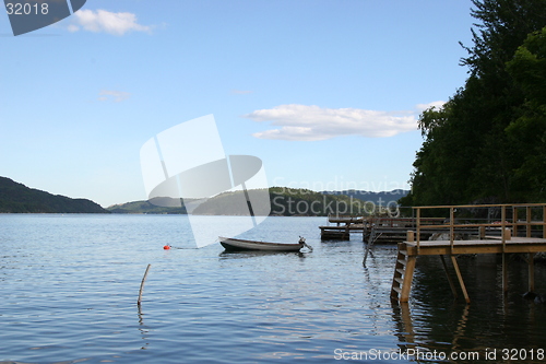 Image of Small boat in Norwegian Fiord