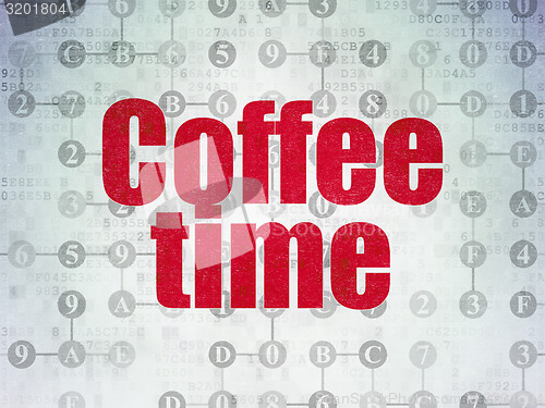 Image of Time concept: Coffee Time on digital background