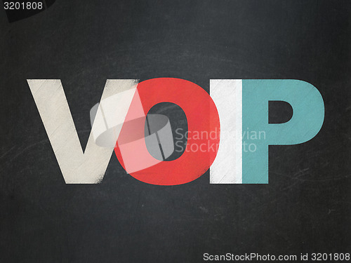 Image of Web development concept: VOIP on School Board background