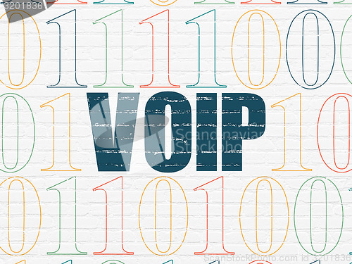 Image of Web development concept: VOIP on wall background