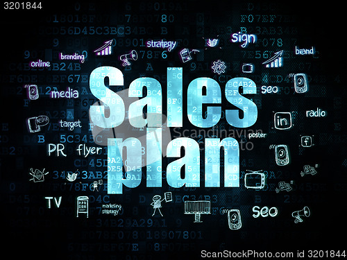 Image of Advertising concept: Sales Plan on Digital background