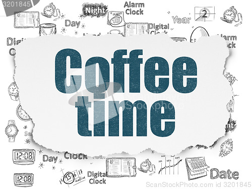 Image of Timeline concept: Coffee Time on Torn Paper background