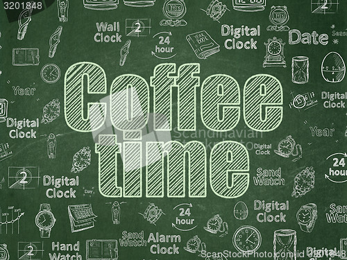 Image of Time concept: Coffee Time on School Board background