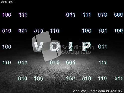 Image of Web design concept: VOIP in grunge dark room