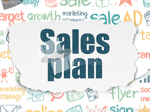 Image of Marketing concept: Sales Plan on Torn Paper background