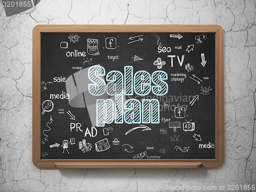 Image of Advertising concept: Sales Plan on School Board background