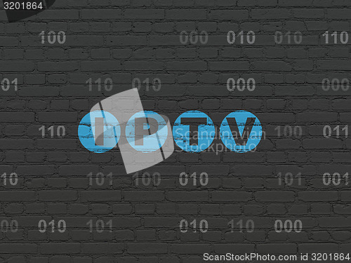 Image of Web design concept: IPTV on wall background