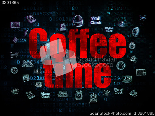 Image of Timeline concept: Coffee Time on Digital background