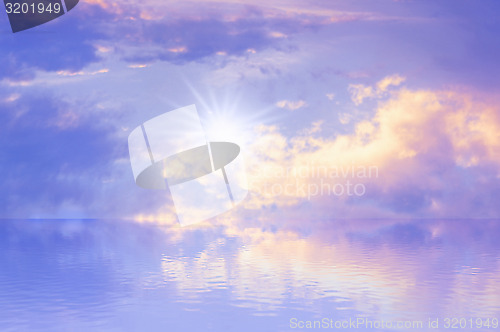 Image of Sky Sun Sea Background