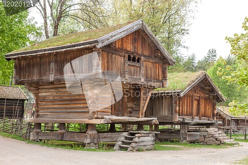 Image of Small houses in Norway mountain.