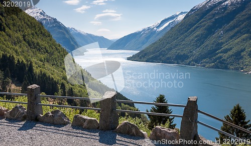 Image of scenic landscapes of the Norwegian fjords.