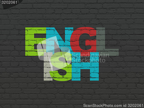 Image of Education concept: English on wall background