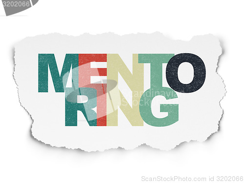 Image of Education concept: Mentoring on Torn Paper background