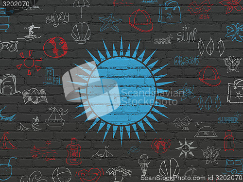 Image of Travel concept: Sun on wall background