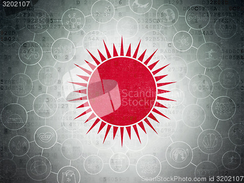 Image of Vacation concept: Sun on digital background