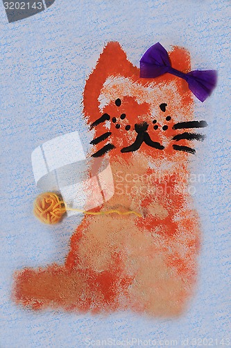 Image of  cat with bow drawing