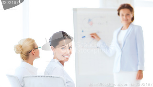 Image of businesswoman on business meeting in office