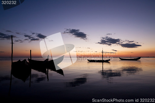 Image of Boat Sillhouettes at Sunset